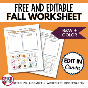 Fall Kindergarten Worksheets