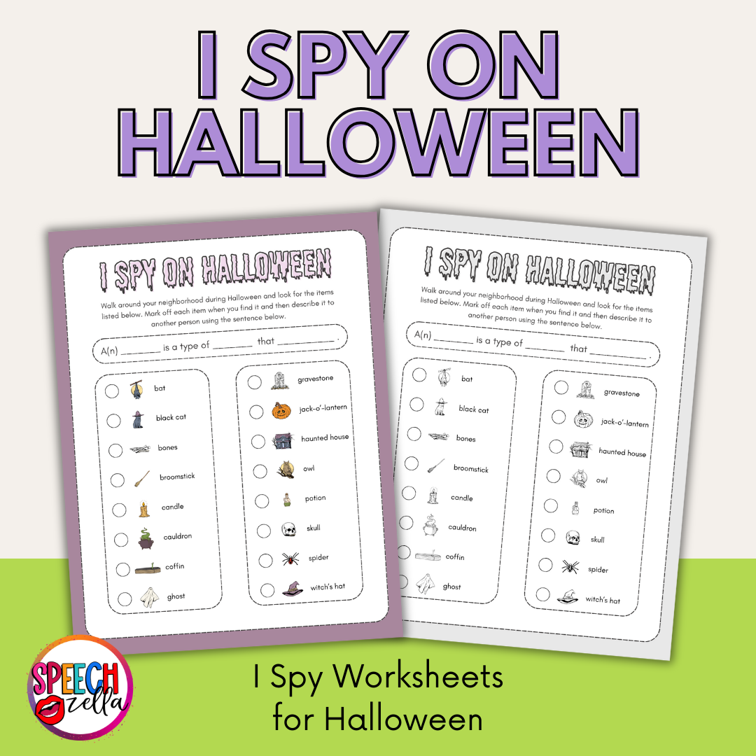 Free Speech Therapy Activities and Worksheets for Halloween