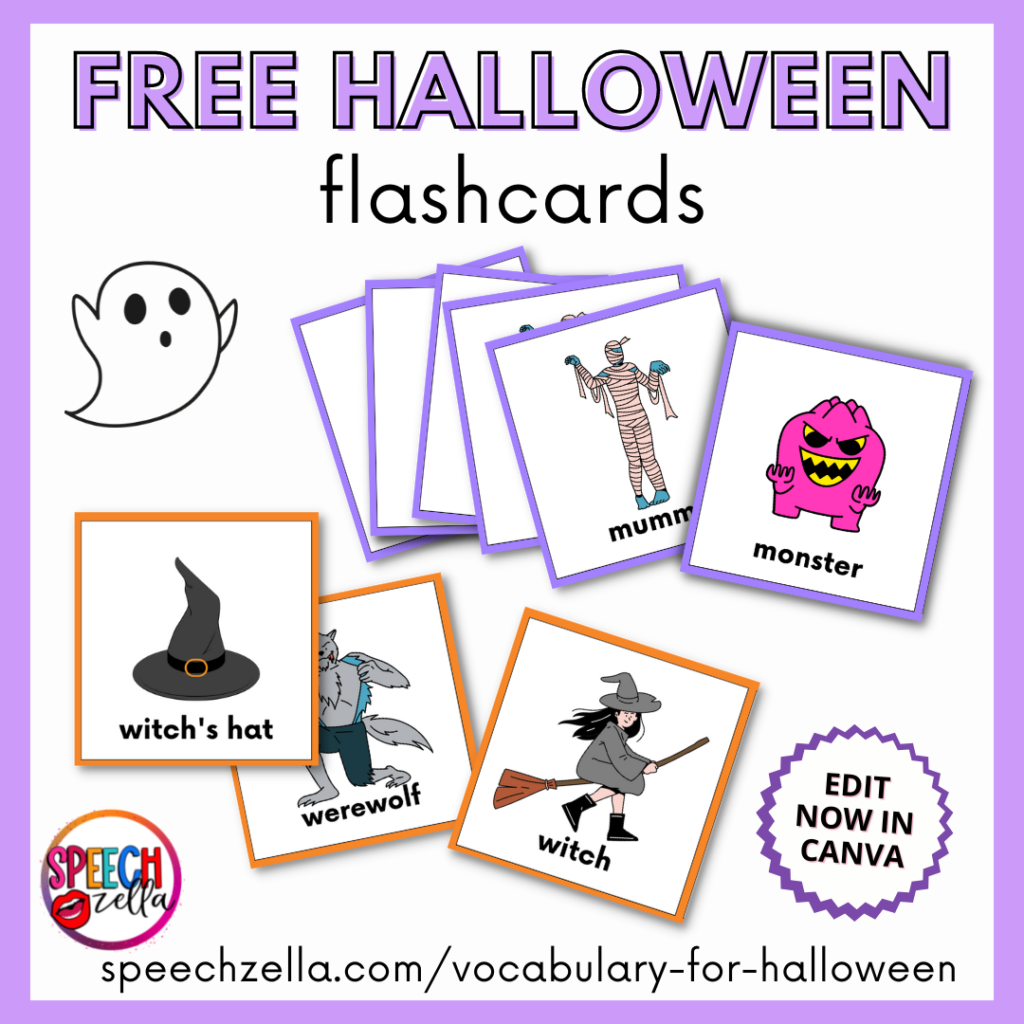 Free Vocabulary for Halloween Flashcards