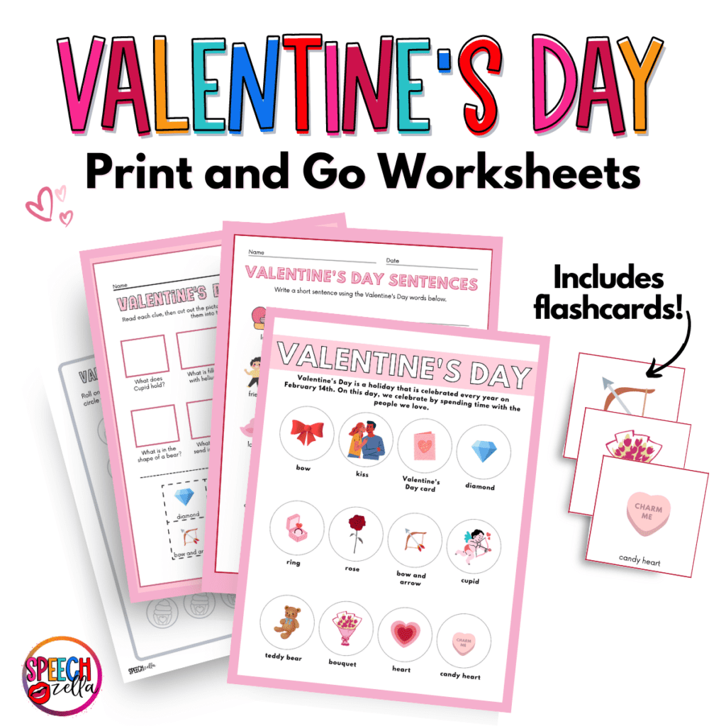 Valentine's Day Speech Therapy worksheets PDF