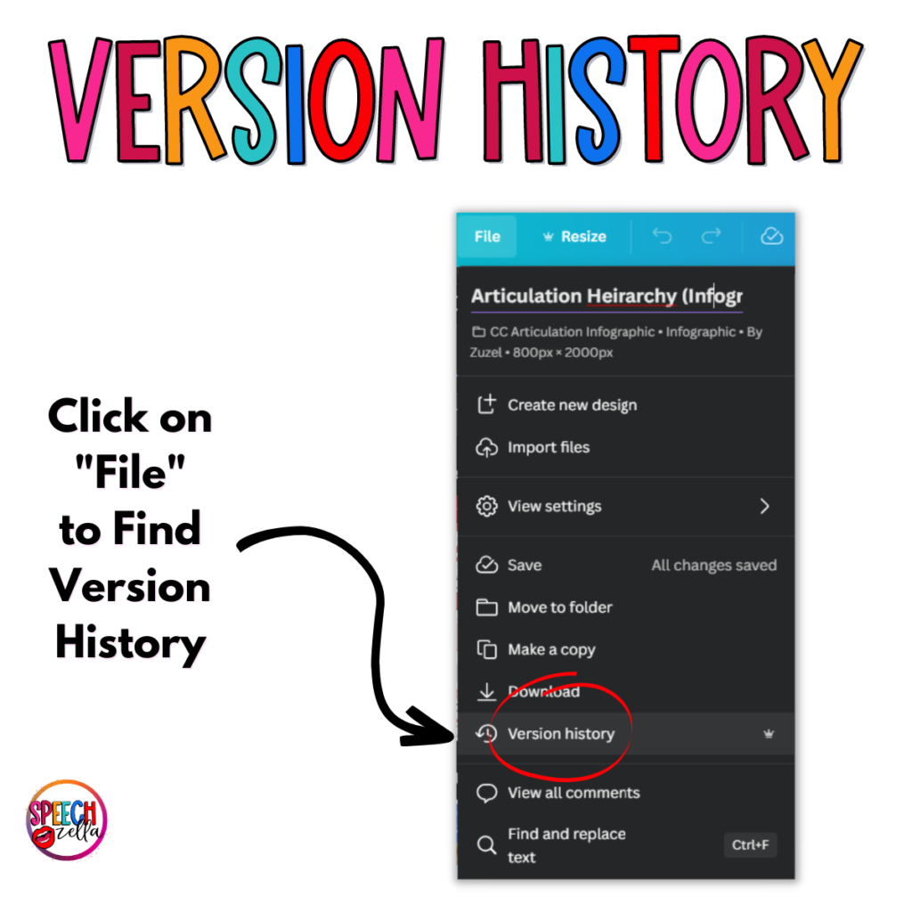 A benefit of Canva for Education is Version History