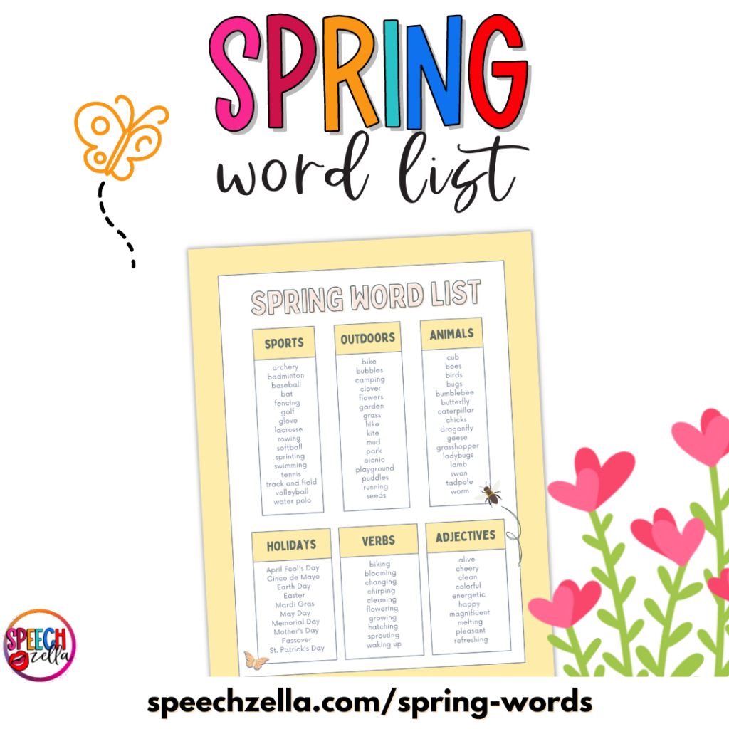 spring speech word list 