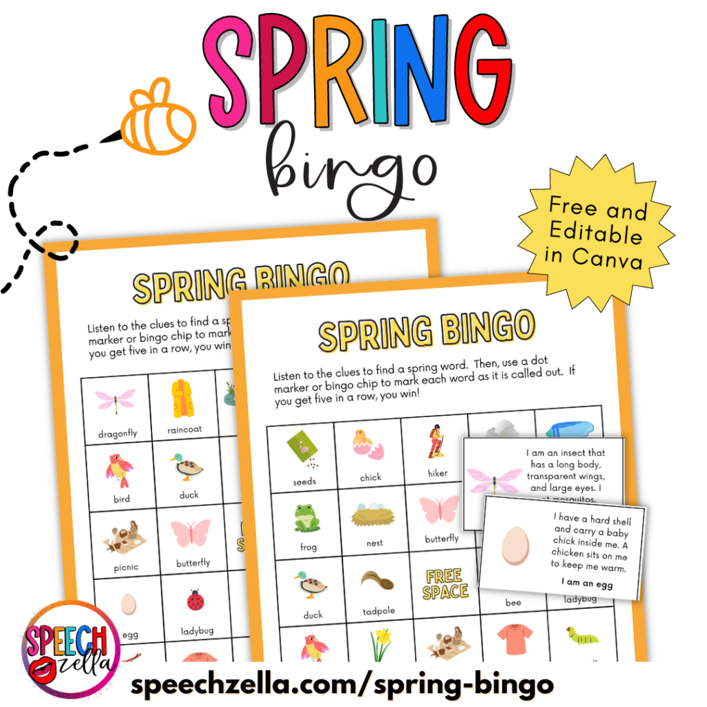 Speech therapy bingo