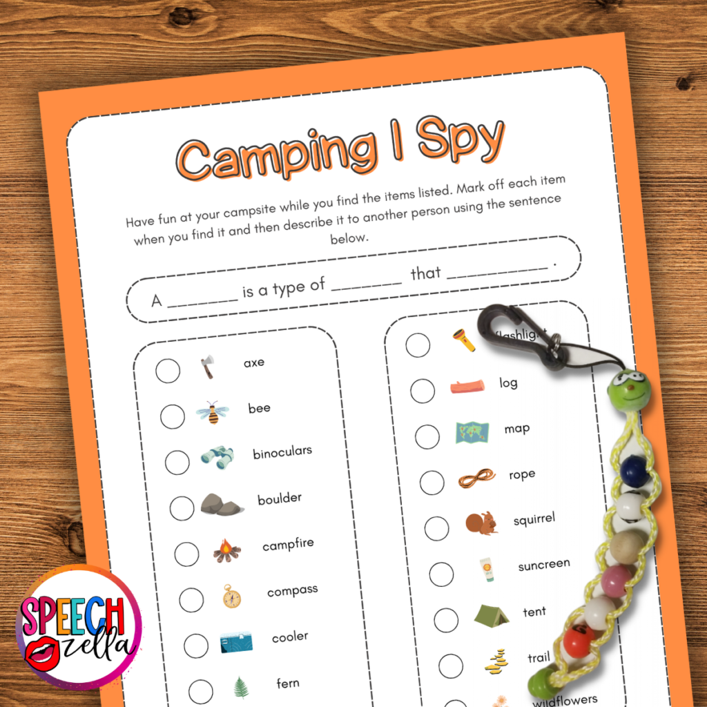 Camping I Spy Worksheet