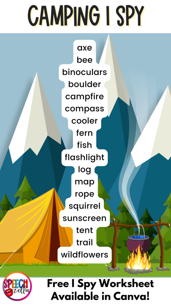 Camping I Spy Summer Printable