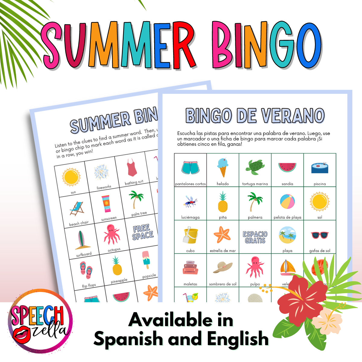 Summer Bingo Activities for Speech Therapy