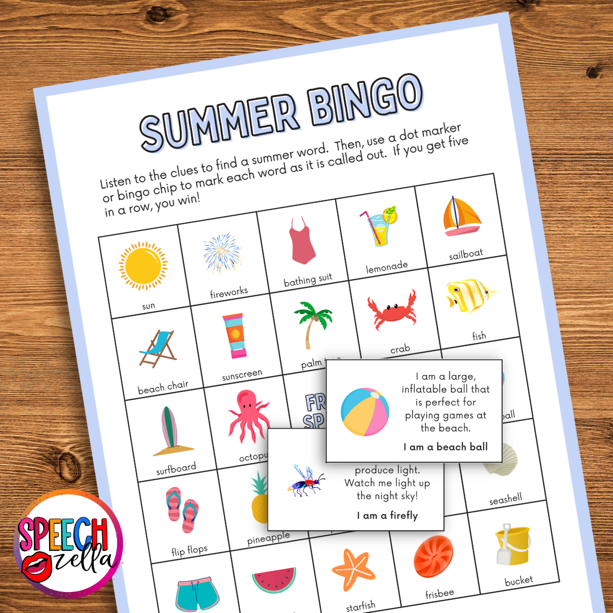 Summer Bingo Activities for Speech Therapy