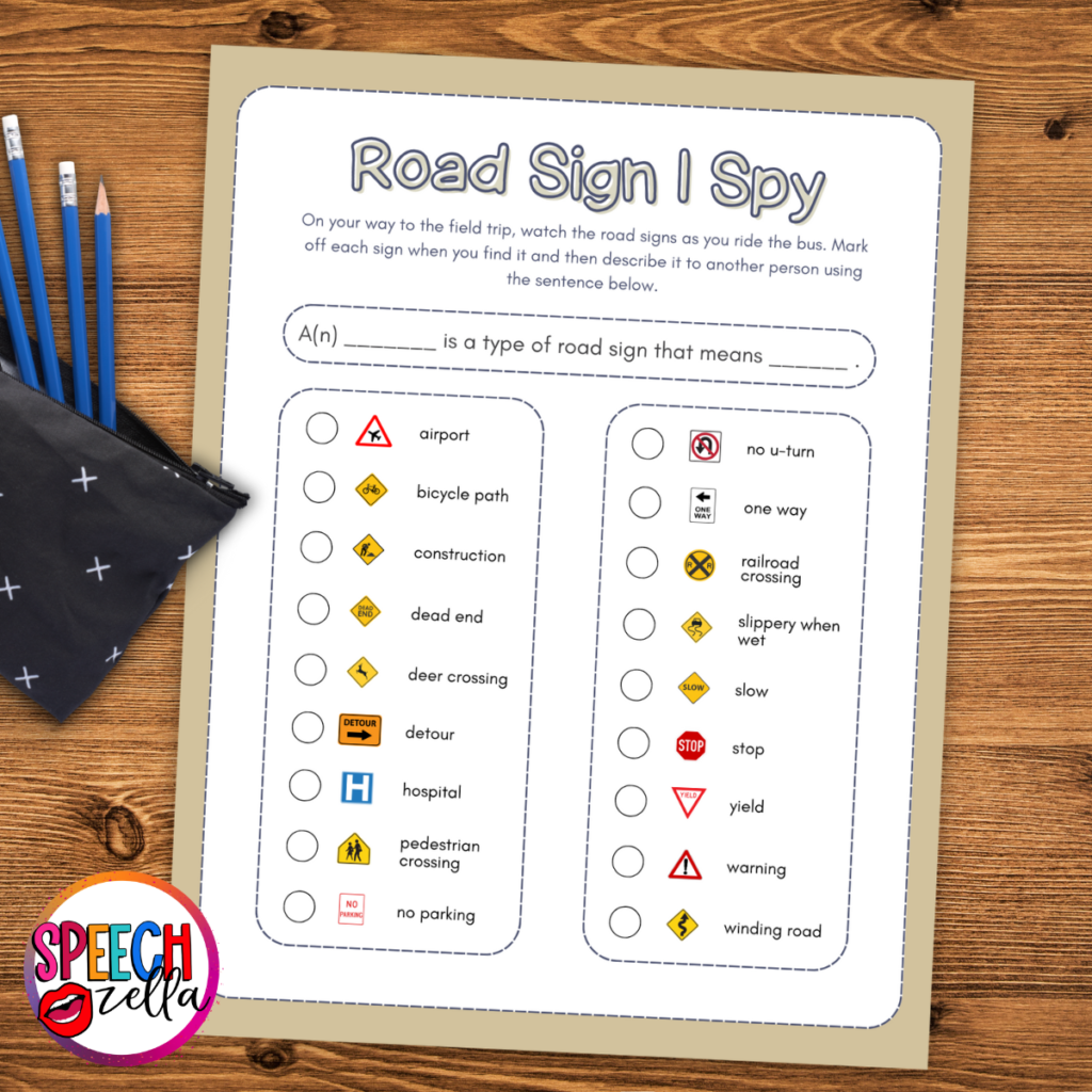 Road Sign I Spy Printable