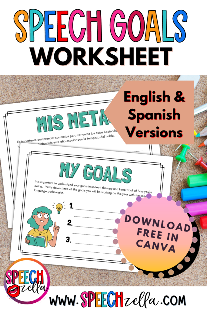 Goals for Speech Therapy Worksheet