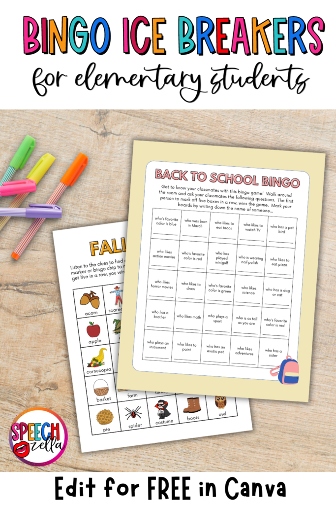 Free Icebreaker Bingo Games - check out these free Bingo icebreakers for elementary students in Canva today