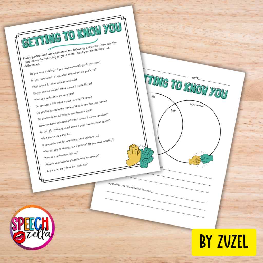 Getting to Know You Icebreaker Worksheet that are perfect for your 