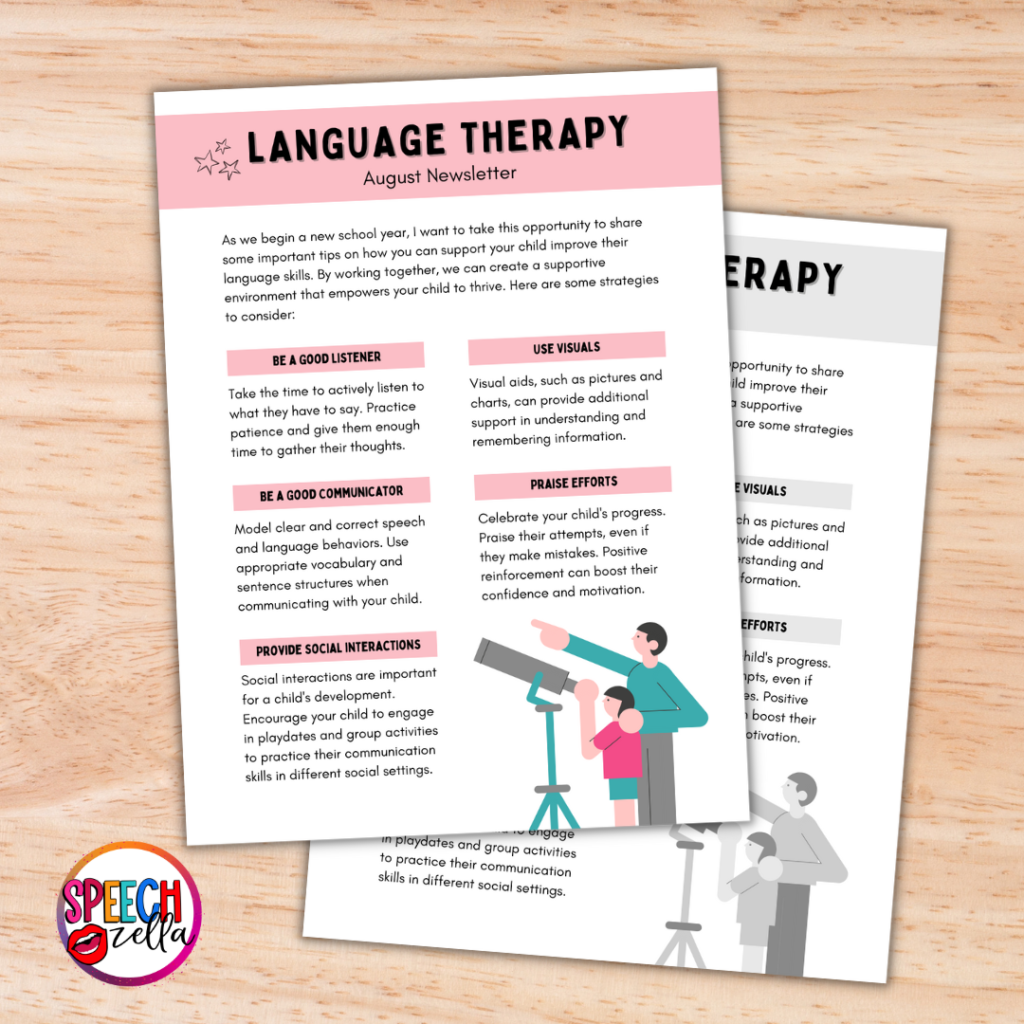 Free back to school printables for speech therapy - Get your new year started right with this free newsletter to send home with your students.