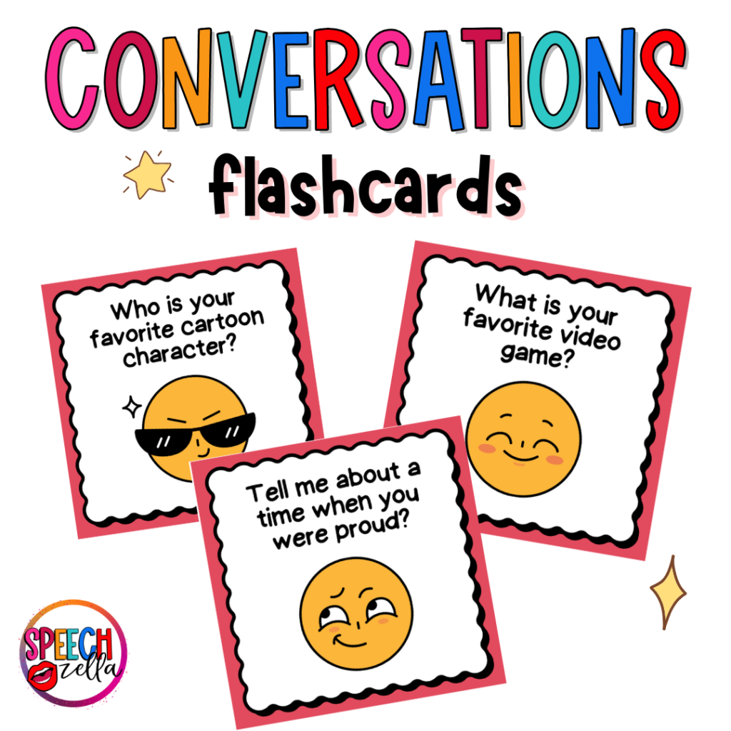 Free and editable canva template for working on conversations with students who have difficulty with conversations. 