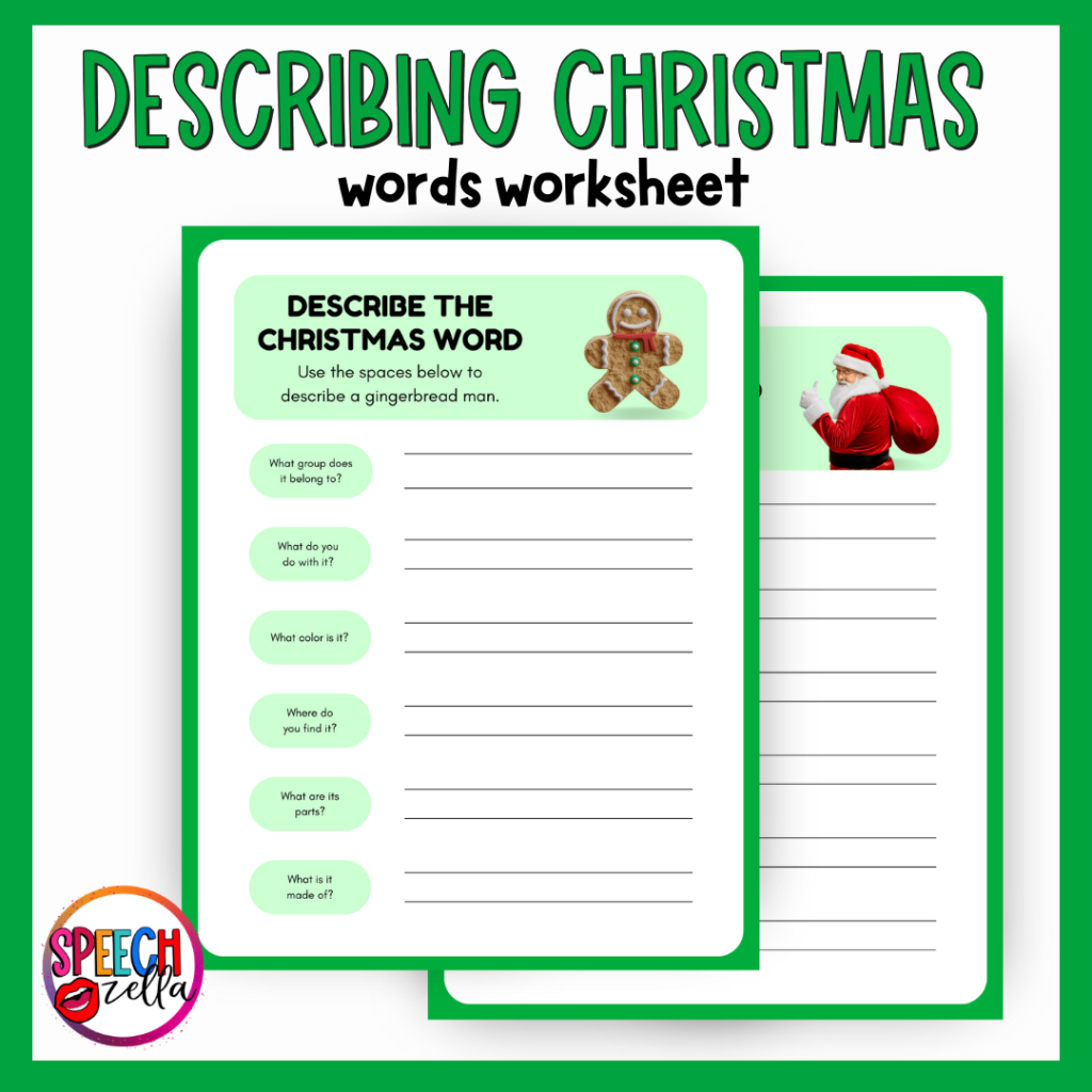 Describe Christmas Words with this Winter Writing worksheet.