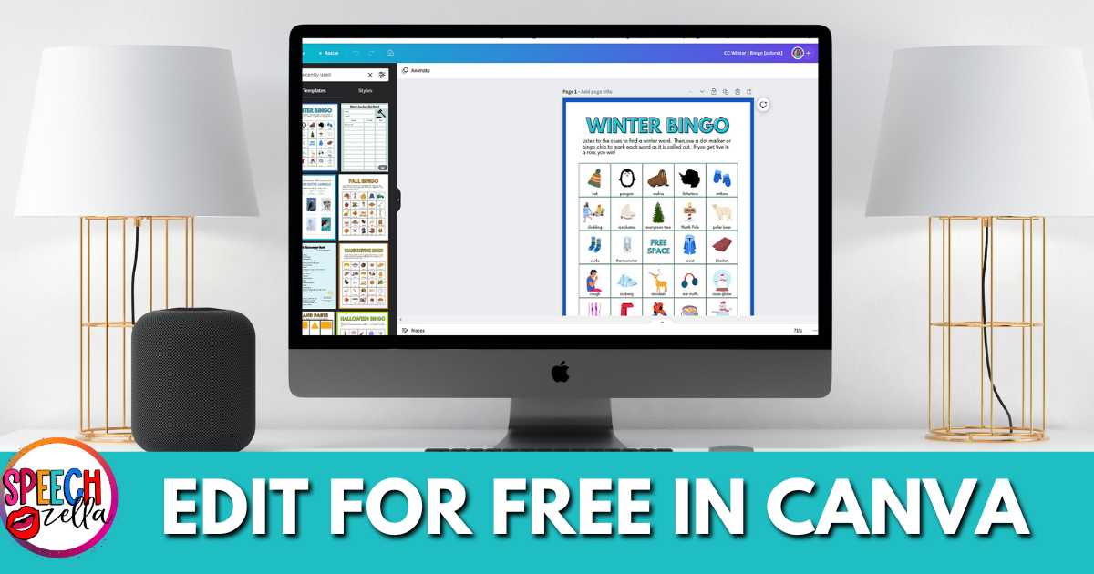 Best Winter Bingo Free Printable Games for Kids - Speechzella