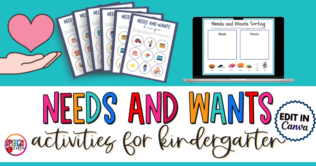 A needs and wants activities for Kindergarten overview. 