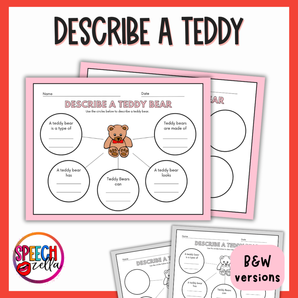 Describe a Teddy winter writing worksheet