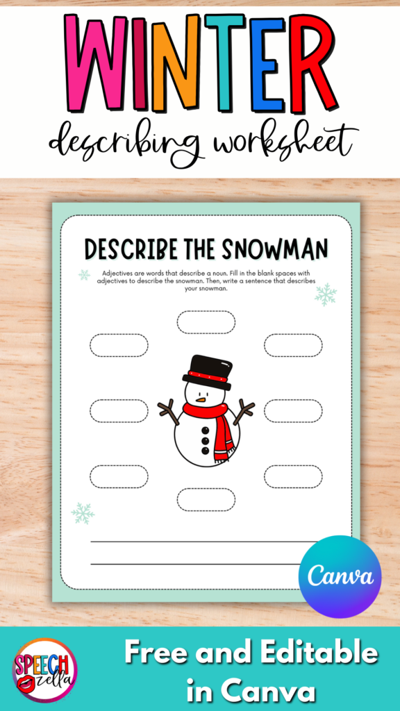 winter worksheets free printable Describe the Snowman