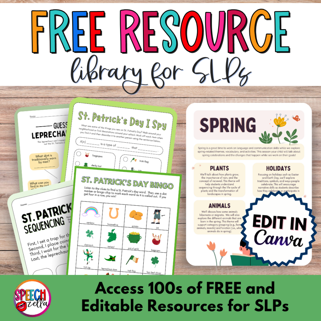 Free Canva Template Resource library for SLPs