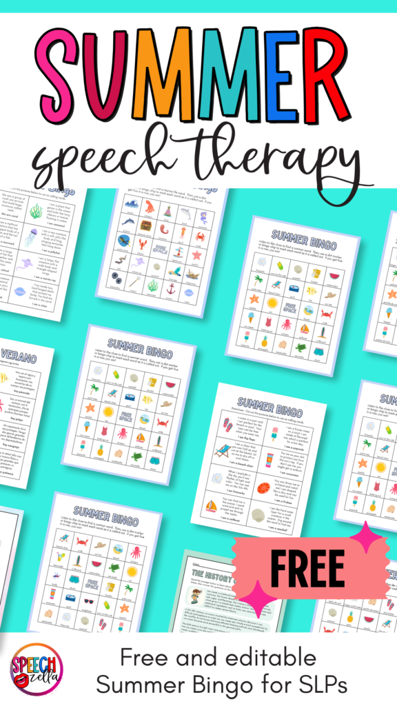 summer bingo games for speech therapists