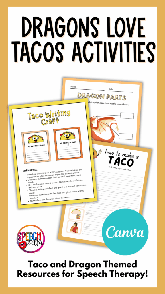 Dragons love tacos activity sheet